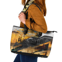 Guatemala Country Pride Leather Tote Bag Grunge Map Art with National Landmark Flag Texture - Wonder Print Shop