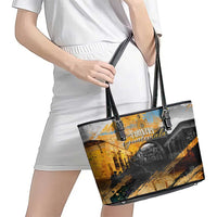 Guatemala Country Pride Leather Tote Bag Grunge Map Art with National Landmark Flag Texture - Wonder Print Shop