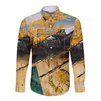 Guatemala Country Pride Long Sleeve Button Shirt Grunge Map Art with National Landmark Flag Texture - Wonder Print Shop