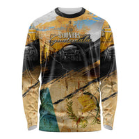 Guatemala Country Pride Long Sleeve Shirt Grunge Map Art with National Landmark Flag Texture - Wonder Print Shop