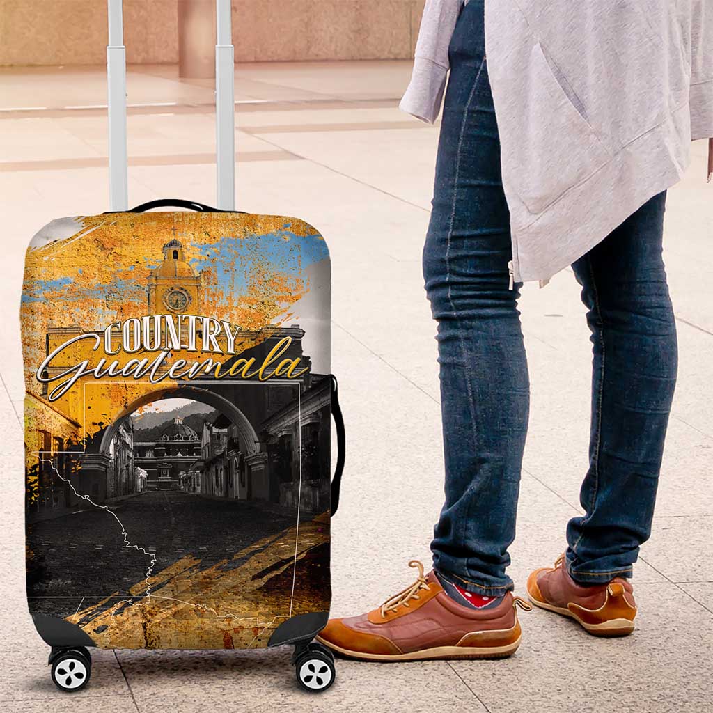 Guatemala Country Pride Luggage Cover Grunge Map Art with National Landmark Flag Texture - Wonder Print Shop