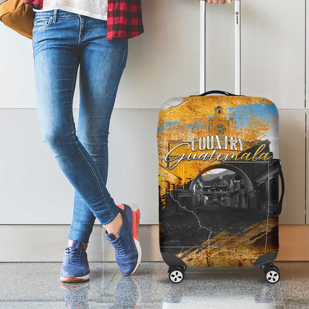 Guatemala Country Pride Luggage Cover Grunge Map Art with National Landmark Flag Texture - Wonder Print Shop