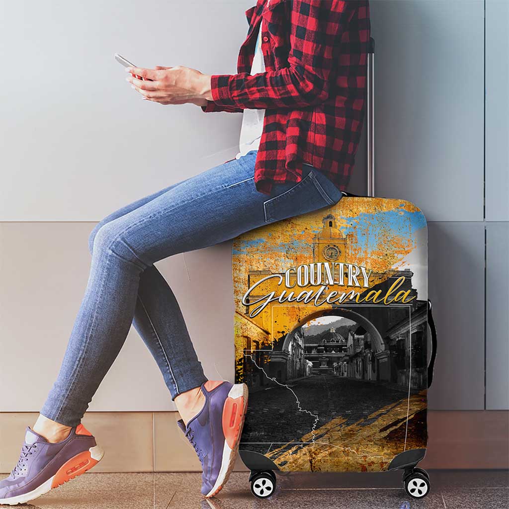 Guatemala Country Pride Luggage Cover Grunge Map Art with National Landmark Flag Texture - Wonder Print Shop