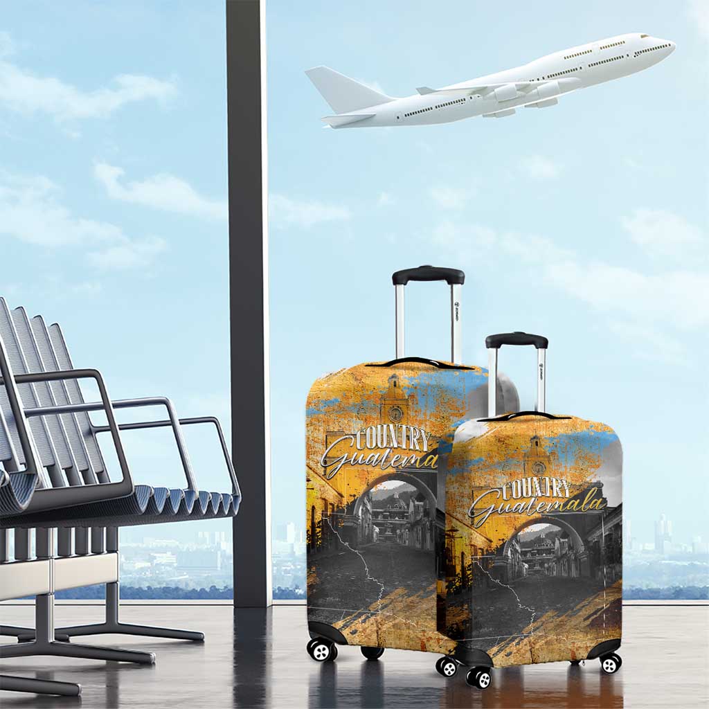 Guatemala Country Pride Luggage Cover Grunge Map Art with National Landmark Flag Texture - Wonder Print Shop