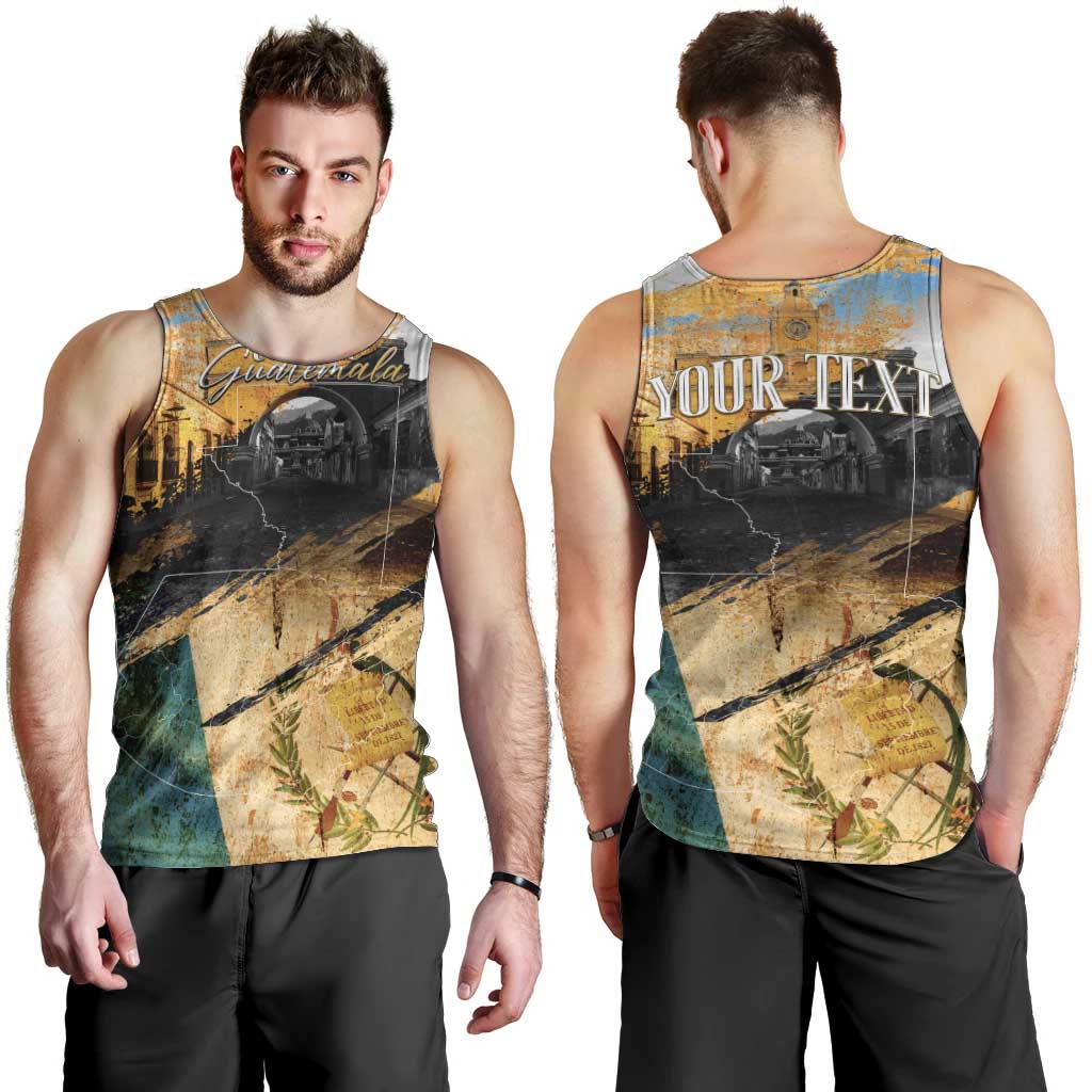 Guatemala Country Pride Men Tank Top Grunge Map Art with National Landmark Flag Texture - Wonder Print Shop