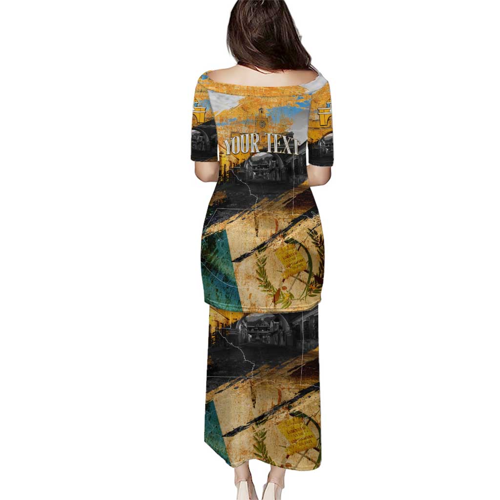 Guatemala Country Pride Puletasi Grunge Map Art with National Landmark Flag Texture - Wonder Print Shop