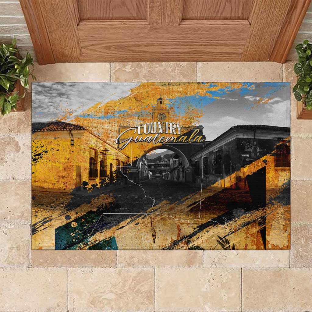Guatemala Country Pride Rubber Doormat Grunge Map Art with National Landmark Flag Texture - Wonder Print Shop