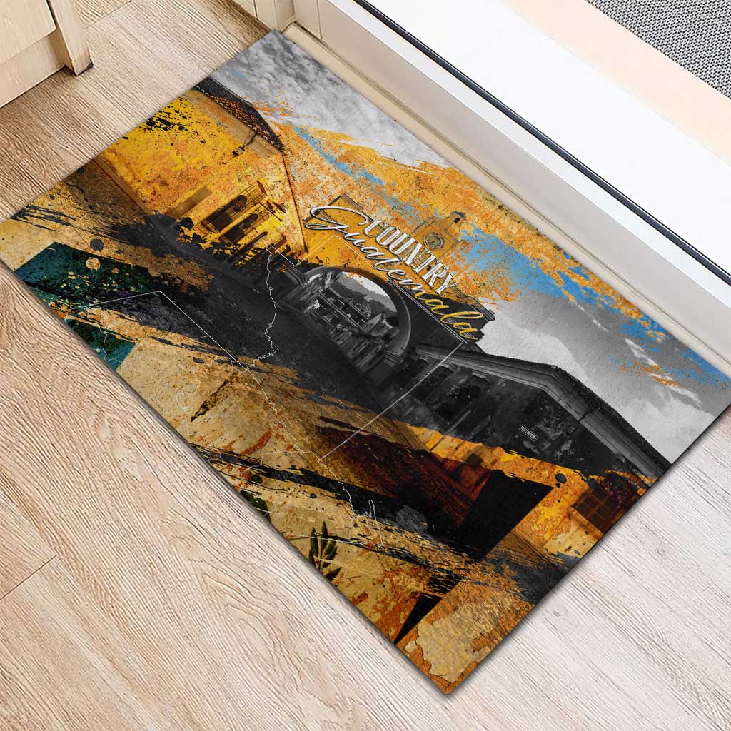 Guatemala Country Pride Rubber Doormat Grunge Map Art with National Landmark Flag Texture - Wonder Print Shop