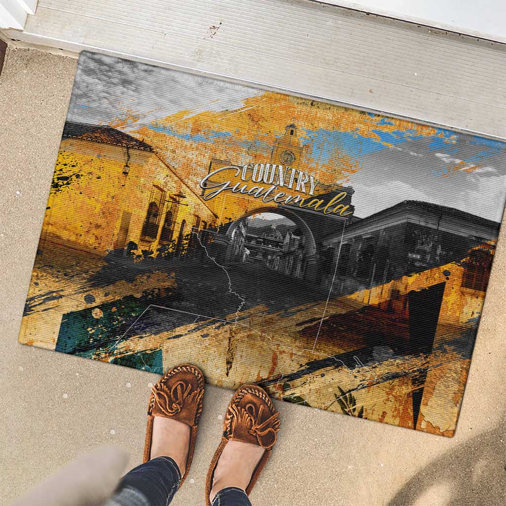 Guatemala Country Pride Rubber Doormat Grunge Map Art with National Landmark Flag Texture - Wonder Print Shop