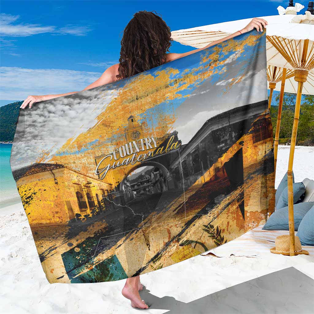 Guatemala Country Pride Sarong Grunge Map Art with National Landmark Flag Texture - Wonder Print Shop