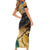 Guatemala Country Pride Short Sleeve Bodycon Dress Grunge Map Art with National Landmark Flag Texture - Wonder Print Shop