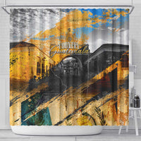Guatemala Country Pride Shower Curtain Grunge Map Art with National Landmark Flag Texture - Wonder Print Shop