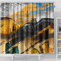 Guatemala Country Pride Shower Curtain Grunge Map Art with National Landmark Flag Texture - Wonder Print Shop