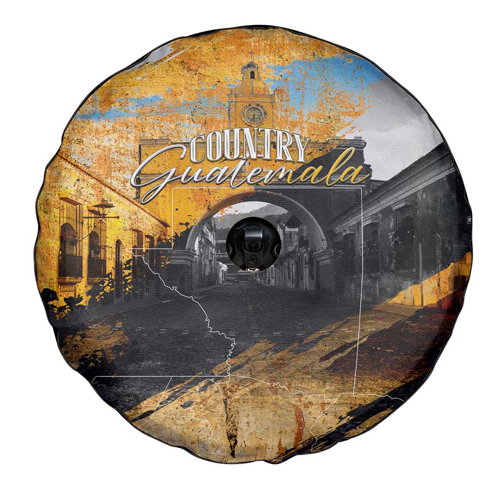 Guatemala Country Pride Spare Tire Cover Grunge Map Art with National Landmark Flag Texture - Wonder Print Shop