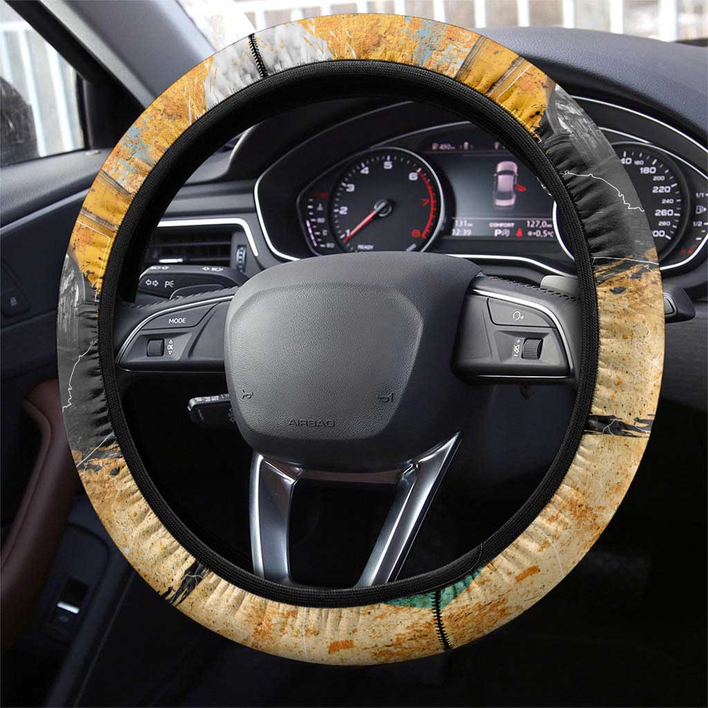 Guatemala Country Pride Steering Wheel Cover Grunge Map Art with National Landmark Flag Texture - Wonder Print Shop