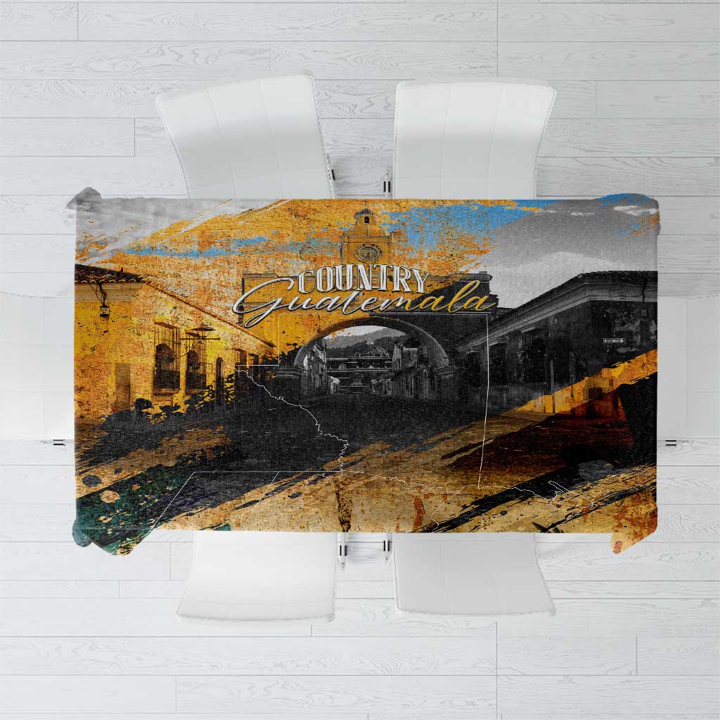 Guatemala Country Pride Tablecloth Grunge Map Art with National Landmark Flag Texture - Wonder Print Shop