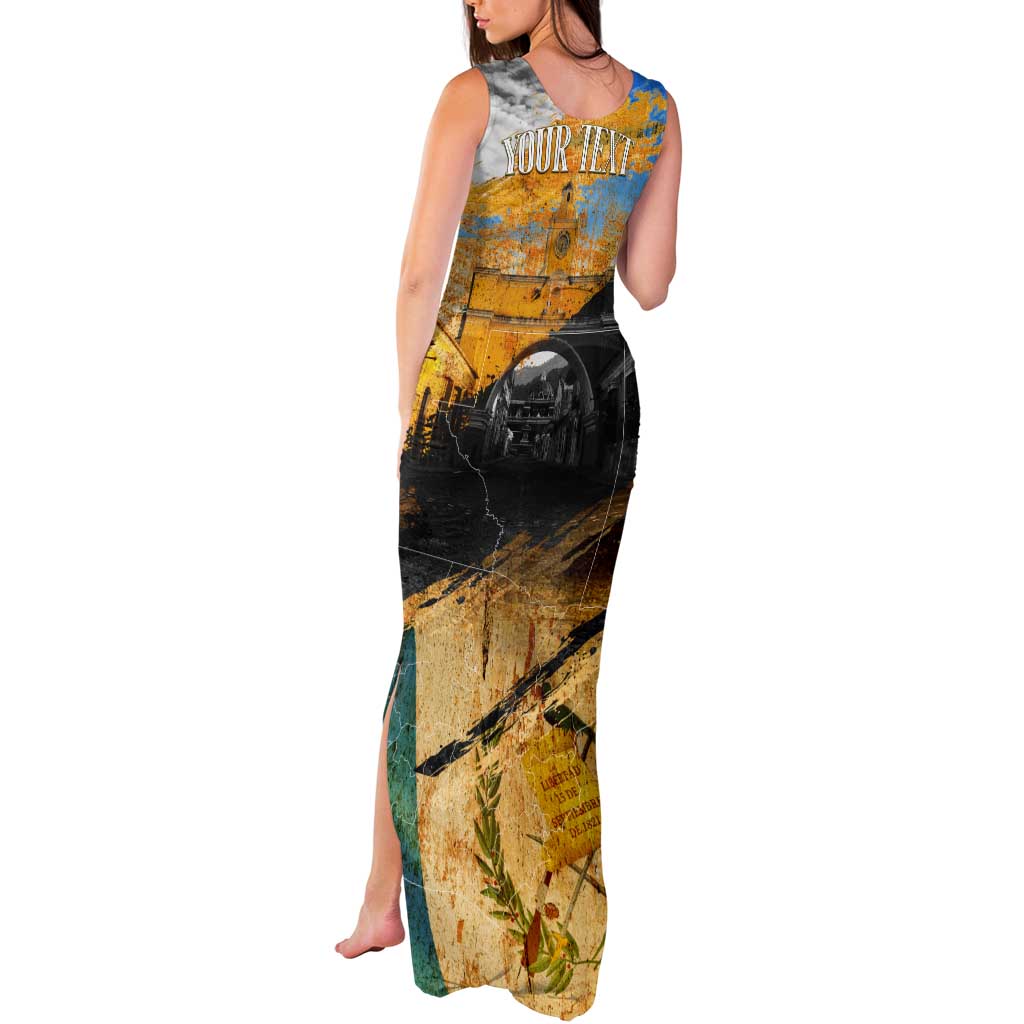 Guatemala Country Pride Tank Maxi Dress Grunge Map Art with National Landmark Flag Texture - Wonder Print Shop