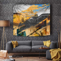 Guatemala Country Pride Tapestry Grunge Map Art with National Landmark Flag Texture - Wonder Print Shop