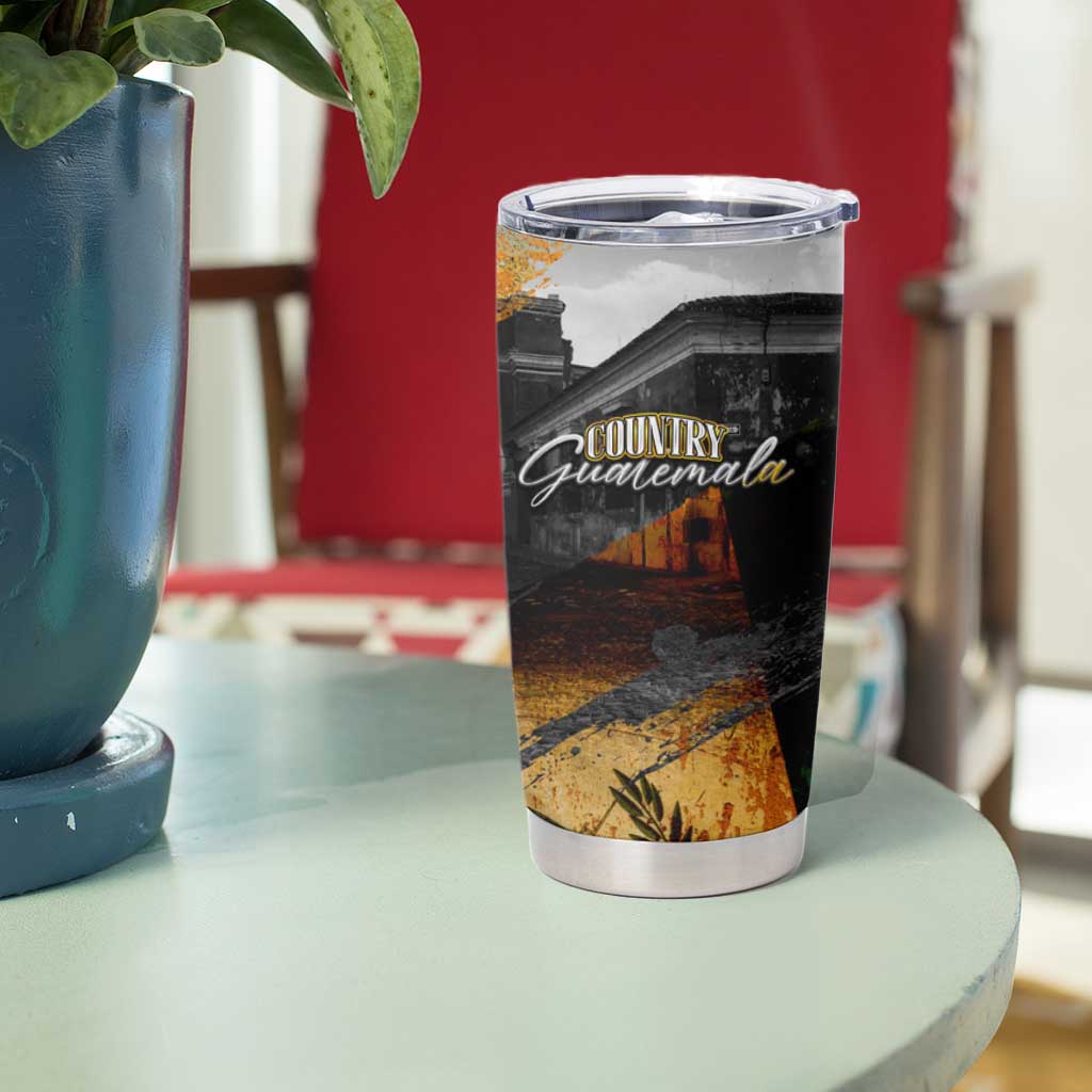 Guatemala Country Pride Tumbler Cup Grunge Map Art with National Landmark Flag Texture - Wonder Print Shop