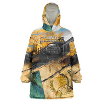 Guatemala Country Pride Wearable Blanket Hoodie Grunge Map Art with National Landmark Flag Texture - Wonder Print Shop