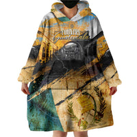 Guatemala Country Pride Wearable Blanket Hoodie Grunge Map Art with National Landmark Flag Texture - Wonder Print Shop