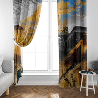 Guatemala Country Pride Window Curtain Grunge Map Art with National Landmark Flag Texture - Wonder Print Shop