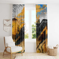 Guatemala Country Pride Window Curtain Grunge Map Art with National Landmark Flag Texture - Wonder Print Shop