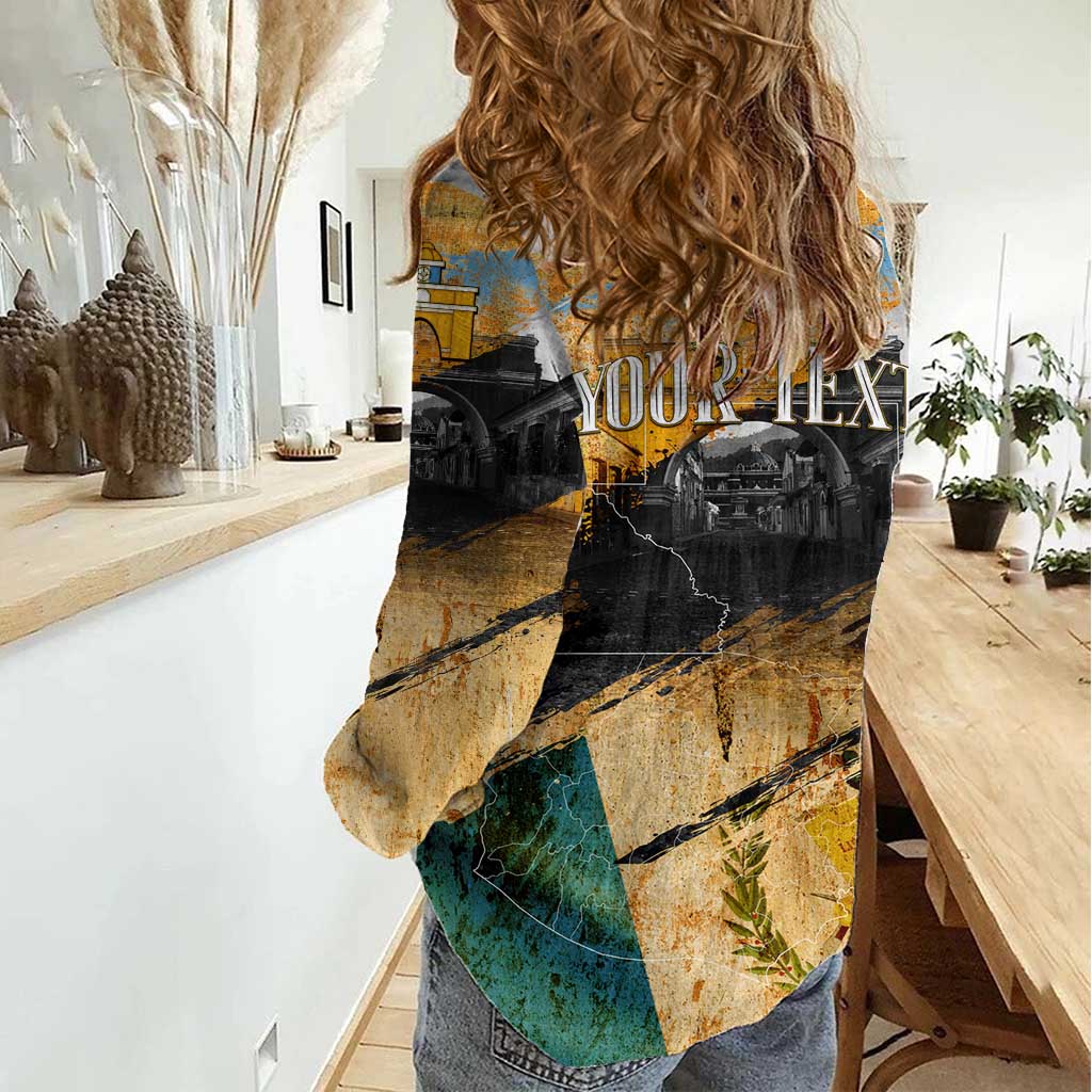 Guatemala Country Pride Women Casual Shirt Grunge Map Art with National Landmark Flag Texture - Wonder Print Shop