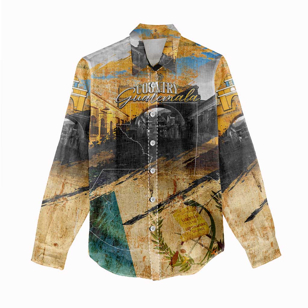 Guatemala Country Pride Women Casual Shirt Grunge Map Art with National Landmark Flag Texture - Wonder Print Shop