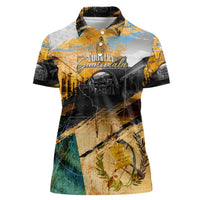 Guatemala Country Pride Women Polo Shirt Grunge Map Art with National Landmark Flag Texture - Wonder Print Shop