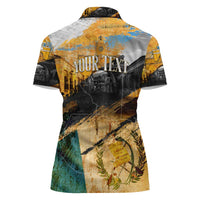 Guatemala Country Pride Women Polo Shirt Grunge Map Art with National Landmark Flag Texture - Wonder Print Shop
