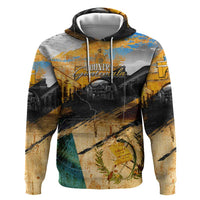 Guatemala Country Pride Zip Hoodie Grunge Map Art with National Landmark Flag Texture - Wonder Print Shop