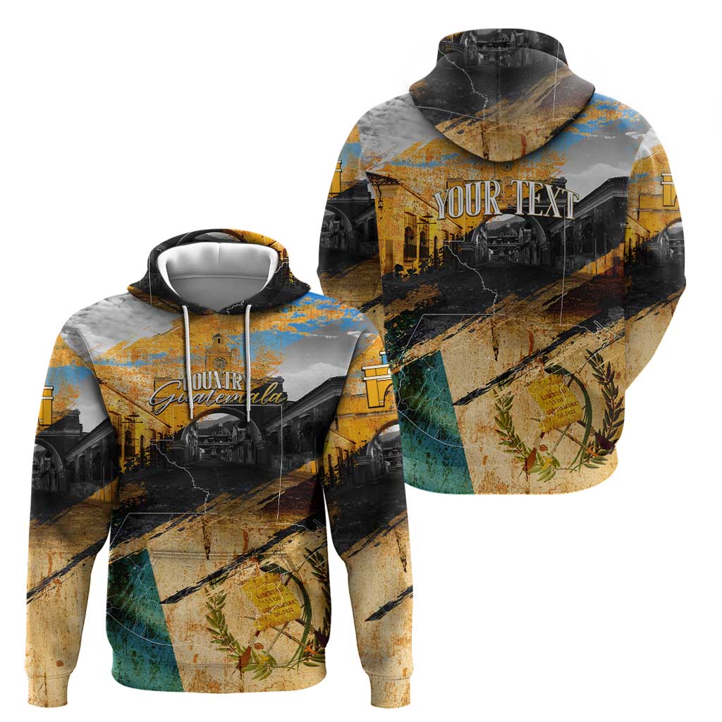 Guatemala Country Pride Zip Hoodie Grunge Map Art with National Landmark Flag Texture - Wonder Print Shop