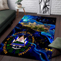 El Salvador Country Pride Area Rug Map Flag and National Emblem Art in Cosmic Blue - Wonder Print Shop