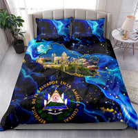 El Salvador Country Pride Bedding Set Map Flag and National Emblem Art in Cosmic Blue - Wonder Print Shop
