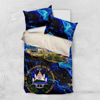 El Salvador Country Pride Bedding Set Map Flag and National Emblem Art in Cosmic Blue - Wonder Print Shop