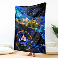 El Salvador Country Pride Blanket Map Flag and National Emblem Art in Cosmic Blue - Wonder Print Shop
