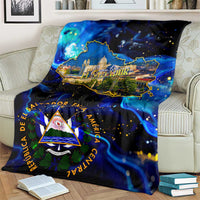 El Salvador Country Pride Blanket Map Flag and National Emblem Art in Cosmic Blue - Wonder Print Shop