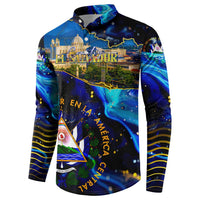 El Salvador Country Pride Button Sweatshirt Map Flag and National Emblem Art in Cosmic Blue - Wonder Print Shop