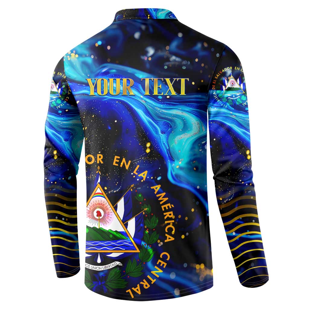 El Salvador Country Pride Button Sweatshirt Map Flag and National Emblem Art in Cosmic Blue - Wonder Print Shop