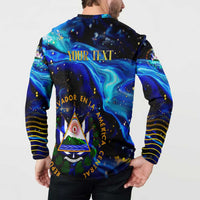 El Salvador Country Pride Button Sweatshirt Map Flag and National Emblem Art in Cosmic Blue - Wonder Print Shop