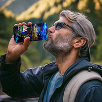 El Salvador Country Pride 4 in 1 Can Cooler Tumbler Map Flag and National Emblem Art in Cosmic Blue - Wonder Print Shop