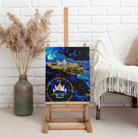 El Salvador Country Pride Canvas Wall Art Map Flag and National Emblem Art in Cosmic Blue - Wonder Print Shop