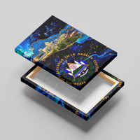 El Salvador Country Pride Canvas Wall Art Map Flag and National Emblem Art in Cosmic Blue - Wonder Print Shop