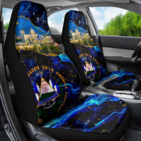 El Salvador Country Pride Car Seat Cover Map Flag and National Emblem Art in Cosmic Blue - Wonder Print Shop