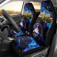 El Salvador Country Pride Car Seat Cover Map Flag and National Emblem Art in Cosmic Blue - Wonder Print Shop