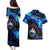 El Salvador Country Pride Couples Matching Puletasi and Hawaiian Shirt Map Flag and National Emblem Art in Cosmic Blue - Wonder Print Shop