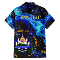 El Salvador Country Pride Family Matching Long Sleeve Bodycon Dress and Hawaiian Shirt Map Flag and National Emblem Art in Cosmic Blue - Wonder Print Shop