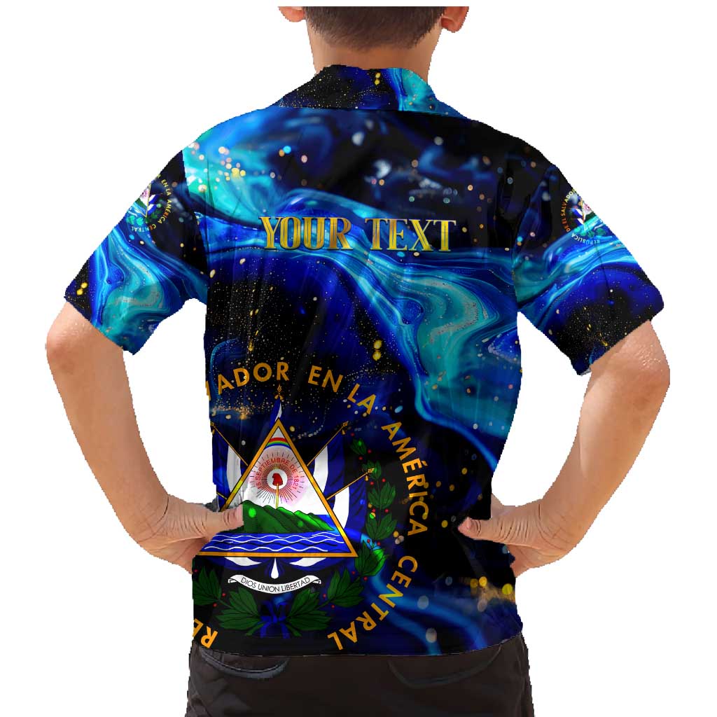 El Salvador Country Pride Family Matching Mermaid Dress and Hawaiian Shirt Map Flag and National Emblem Art in Cosmic Blue - Wonder Print Shop