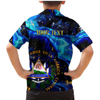 El Salvador Country Pride Family Matching Mermaid Dress and Hawaiian Shirt Map Flag and National Emblem Art in Cosmic Blue - Wonder Print Shop